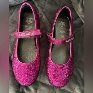 LelliKelly girls’ size 33 (2M in US) pink sparkly dress shoes
